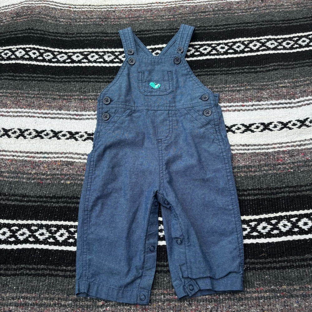 CARTERS CHILD OF MINE NAVY BLUE CRICKET OVERALLS SIZE 6/9 MONTHS